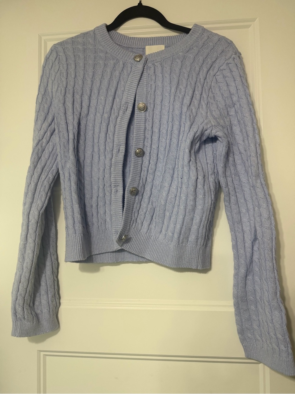 H&M Light Blue Cable Knit Button Cardigan